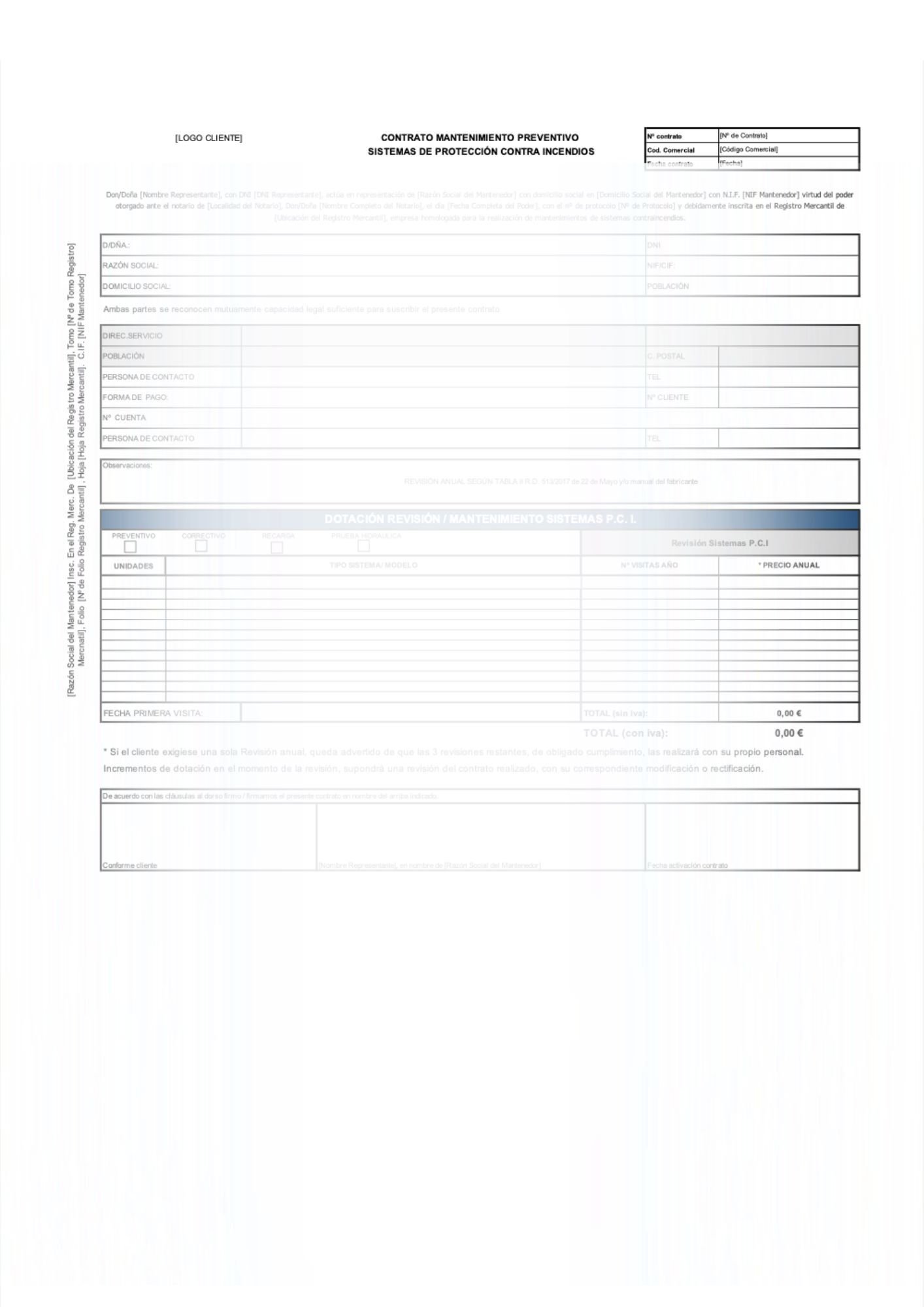 Contrato de mantenimiento Contrato de mantenimiento